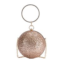 Gold Rose Red Silver Pu Leather Solid Color Round Evening Bags sku image 1