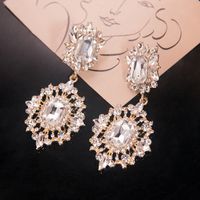 1 Pair Lady Geometric Inlay Alloy Artificial Gemstones Drop Earrings sku image 1