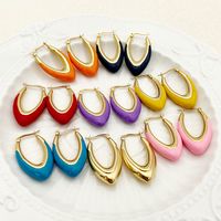 1 Pair Lady Streetwear U Shape Polishing Enamel Plating 304 Stainless Steel 14K Gold Plated Earrings main image 4