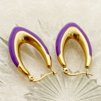 1 Pair Lady Streetwear U Shape Polishing Enamel Plating 304 Stainless Steel 14K Gold Plated Earrings main image 3