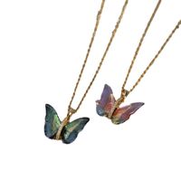 Titanium Steel Simple Style Patchwork Butterfly Pendant Necklace main image 3