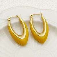 1 Pair Lady Streetwear U Shape Polishing Enamel Plating 304 Stainless Steel 14K Gold Plated Earrings sku image 8