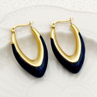 1 Pair Lady Streetwear U Shape Polishing Enamel Plating 304 Stainless Steel 14K Gold Plated Earrings sku image 1
