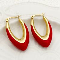 1 Pair Lady Streetwear U Shape Polishing Enamel Plating 304 Stainless Steel 14K Gold Plated Earrings sku image 7