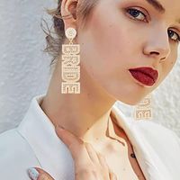 1 Pair Modern Style Letter Plating Inlay Alloy Artificial Gemstones Drop Earrings main image 4