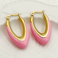 1 Pair Lady Streetwear U Shape Polishing Enamel Plating 304 Stainless Steel 14K Gold Plated Earrings sku image 5