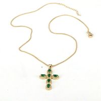 Casual Hip-hop Cross Copper Plating Inlay Zircon Gold Plated Pendant Necklace main image 7