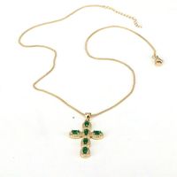 Casual Hip-hop Cross Copper Plating Inlay Zircon Gold Plated Pendant Necklace sku image 4