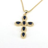 Casual Hip-hop Cross Copper Plating Inlay Zircon Gold Plated Pendant Necklace main image 6