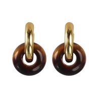 Retro Geometric Copper Earrings Plating Turquoise Copper Earrings sku image 4