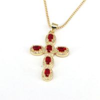 Casual Hip-hop Cross Copper Plating Inlay Zircon Gold Plated Pendant Necklace main image 5