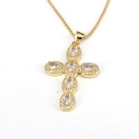 Casual Hip-hop Cross Copper Plating Inlay Zircon Gold Plated Pendant Necklace sku image 1