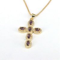 Casual Hip-hop Cross Copper Plating Inlay Zircon Gold Plated Pendant Necklace main image 3