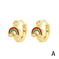 1 Pair Simple Style Streetwear Rainbow Devil's Eye Enamel Plating Inlay Copper Zircon 18k Gold Plated Earrings main image 4