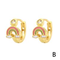1 Pair Simple Style Streetwear Rainbow Devil's Eye Enamel Plating Inlay Copper Zircon 18k Gold Plated Earrings main image 3