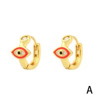 1 Paar Einfacher Stil Strassenmode Regenbogen Teufels Auge Emaille Überzug Inlay Kupfer Zirkon 18 Karat Vergoldet Ohrringe sku image 1