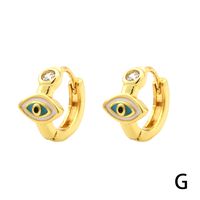 1 Pair Simple Style Streetwear Rainbow Devil's Eye Enamel Plating Inlay Copper Zircon 18k Gold Plated Earrings sku image 7