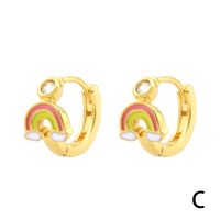 1 Pair Simple Style Streetwear Rainbow Devil's Eye Enamel Plating Inlay Copper Zircon 18k Gold Plated Earrings sku image 14