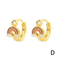 1 Pair Simple Style Streetwear Rainbow Devil's Eye Enamel Plating Inlay Copper Zircon 18k Gold Plated Earrings sku image 15