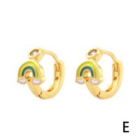 1 Pair Simple Style Streetwear Rainbow Devil's Eye Enamel Plating Inlay Copper Zircon 18k Gold Plated Earrings sku image 16
