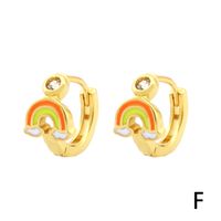 1 Pair Simple Style Streetwear Rainbow Devil's Eye Enamel Plating Inlay Copper Zircon 18k Gold Plated Earrings sku image 17