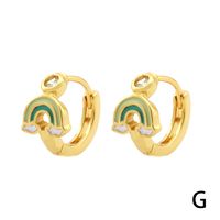 1 Pair Simple Style Streetwear Rainbow Devil's Eye Enamel Plating Inlay Copper Zircon 18k Gold Plated Earrings sku image 18