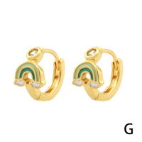 1 Paire Style Simple Vêtement De Rue Arc-en-ciel L'oeil Du Diable Émail Placage Incruster Le Cuivre Zircon Plaqué Or 18k Des Boucles D'oreilles sku image 18