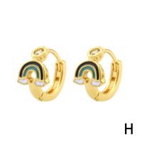 1 Paire Style Simple Vêtement De Rue Arc-en-ciel L'oeil Du Diable Émail Placage Incruster Le Cuivre Zircon Plaqué Or 18k Des Boucles D'oreilles sku image 19