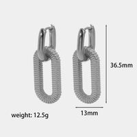 1 Pair Elegant Retro Oval Thread Polishing Plating 304 Stainless Steel Drop Earrings sku image 1