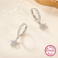 1 Pair Elegant Cute Star Plating Inlay Sterling Silver Zircon 18k Gold Plated White Gold Plated Drop Earrings main image 2