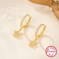 1 Pair Elegant Cute Star Plating Inlay Sterling Silver Zircon 18k Gold Plated White Gold Plated Drop Earrings main image 3