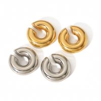 1 Pair Retro C Shape Polishing Plating Stainless Steel 18K Gold Plated Ear Cuffs main image 2