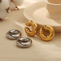 1 Pair Retro C Shape Polishing Plating Stainless Steel 18K Gold Plated Ear Cuffs main image 4