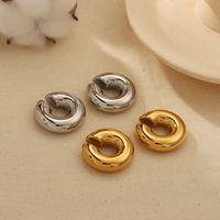 1 Pair Retro C Shape Polishing Plating Stainless Steel 18K Gold Plated Ear Cuffs main image 3