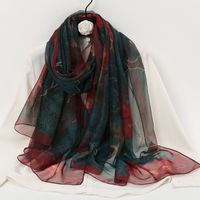 Women's Elegant Lady Color Block High Quality Yarn Printing Silk Scarf sku image 29