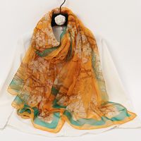 Women's Elegant Lady Color Block High Quality Yarn Printing Silk Scarf sku image 24