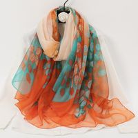 Women's Elegant Lady Color Block High Quality Yarn Printing Silk Scarf sku image 23