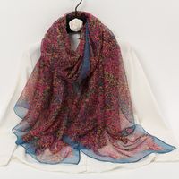 Women's Elegant Lady Color Block High Quality Yarn Printing Silk Scarf sku image 28