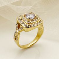304 Stainless Steel 14K Gold Plated Vintage Style Lady Plating Inlay Geometric Zircon Rings main image 1