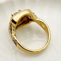 Edelstahl 304 14 Karat Vergoldet Vintage-Stil Dame Überzug Inlay Geometrisch Zirkon Ringe main image 3