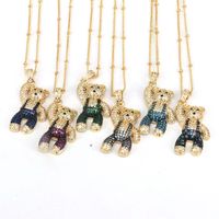 Casual Hip-hop Little Bear Copper Plating Inlay Copper Zircon Gold Plated Pendant Necklace main image 2