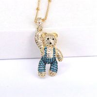 Casual Hip-hop Little Bear Copper Plating Inlay Copper Zircon Gold Plated Pendant Necklace main image 5