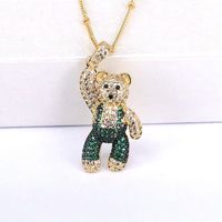 Casual Hip-hop Little Bear Copper Plating Inlay Copper Zircon Gold Plated Pendant Necklace main image 4
