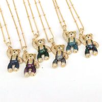 Casual Hip-hop Little Bear Copper Plating Inlay Copper Zircon Gold Plated Pendant Necklace main image 1