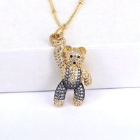 Casual Hip-hop Little Bear Copper Plating Inlay Copper Zircon Gold Plated Pendant Necklace main image 7