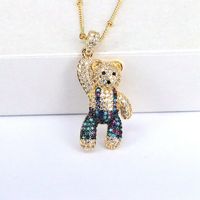 Casual Hip-hop Little Bear Copper Plating Inlay Copper Zircon Gold Plated Pendant Necklace main image 3