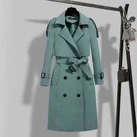 Femmes Style Simple Couleur Unie Ceinture Unique Poitrine Manteau Trench-coat main image 2