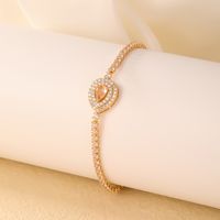 Copper K Gold Plated Vintage Style Simple Style Plating Inlay Water Droplets Zircon Bracelets Earrings main image 4