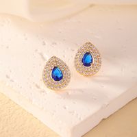 Copper K Gold Plated Vintage Style Simple Style Plating Inlay Water Droplets Zircon Bracelets Earrings sku image 2