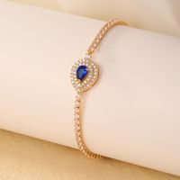 Copper K Gold Plated Vintage Style Simple Style Plating Inlay Water Droplets Zircon Bracelets Earrings sku image 8